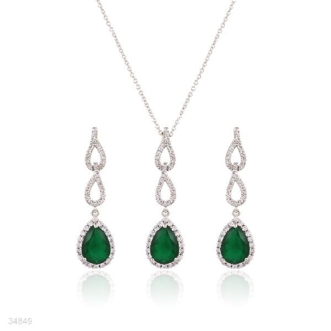 Debonair Green Loop And Drop Dangling Set