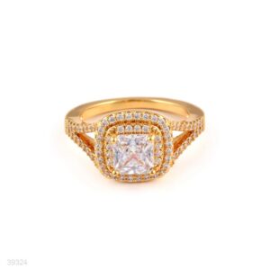 Ring Square Elegant Zircon Lux-Gold-Clear