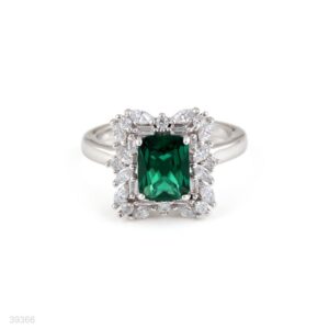 Ring Fancy Rectangle Zircon Lux-Silver-Green