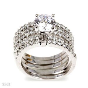 Fancy Dynamic Solitaire Silver Ring