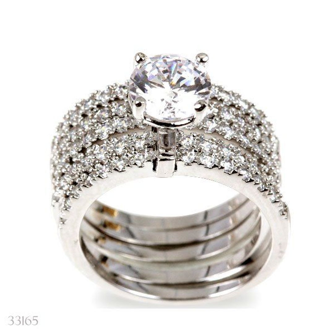 Fancy Dynamic Solitaire Silver Ring
