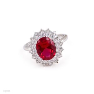 Ring Delicate 3a Zircon Oval Lux-Silver-Red